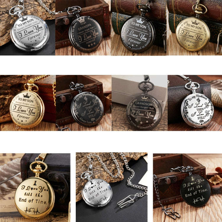 Engraved Vintage Commemorative Quartz Pocket Watch Round Watch, Style: Grandpa