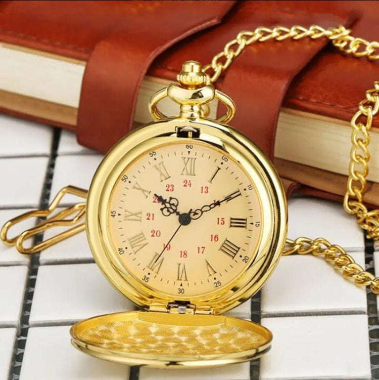 Engraved Vintage Commemorative Quartz Pocket Watch Round Watch, Style: Grandpa
