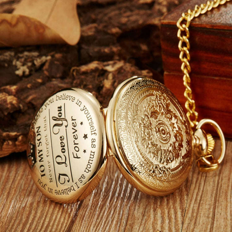 Engraved Vintage Commemorative Quartz Pocket Watch Round Watch, Style: Grandpa