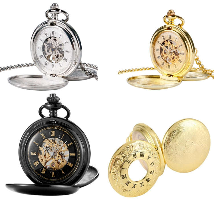 pm240 Classic Double Open Double Face Vintage Manual Mechanical Pocket Watch with Roman Lettering...