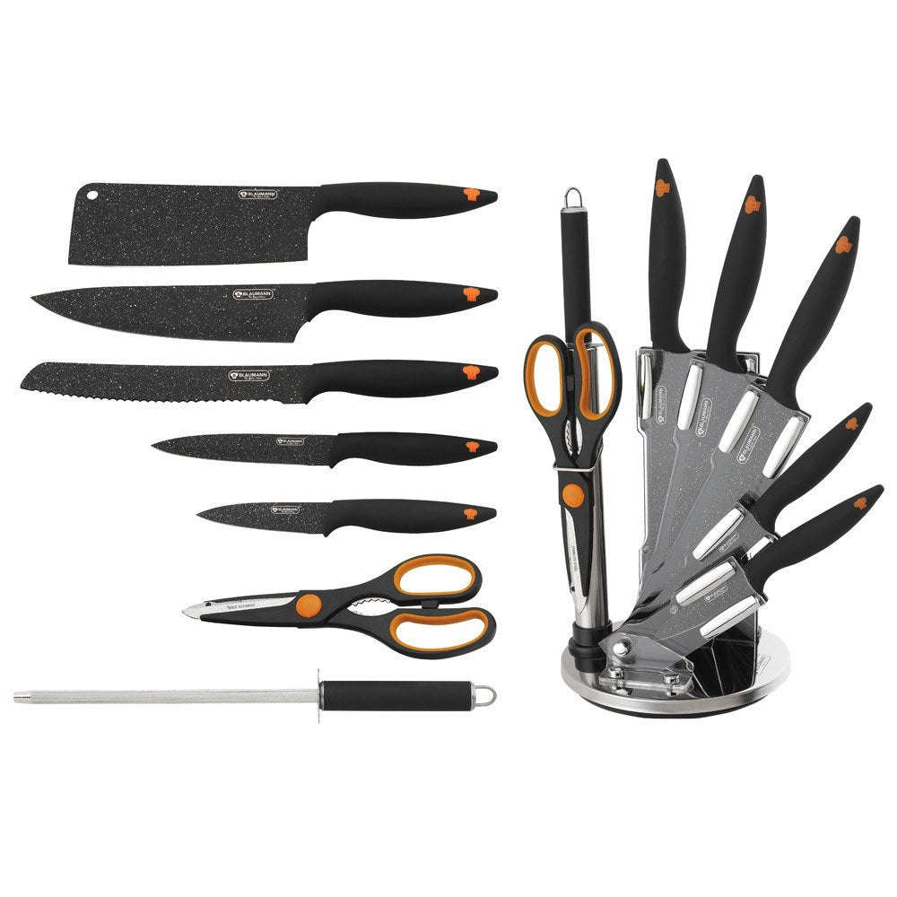 Blaumann (Hungary) - 8 pcs knife set with Stand, Stainless Steel with marble coating, Granit Diam...