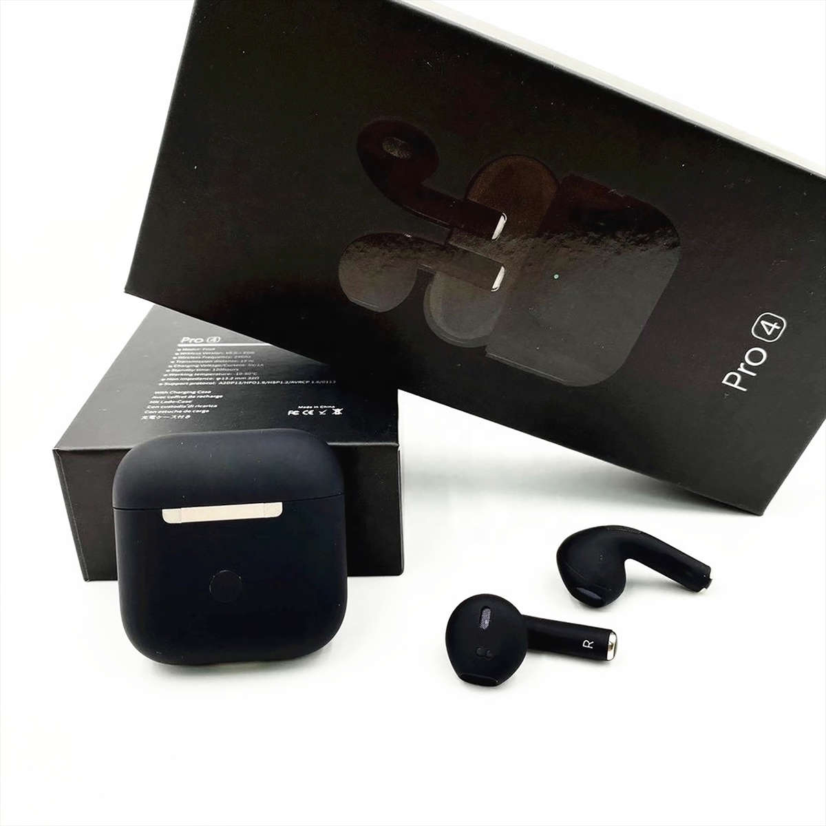 Airpods Pro 4 Bluetooth 5.0 Earphones TWS Wireless Headphones Earbuds - Black