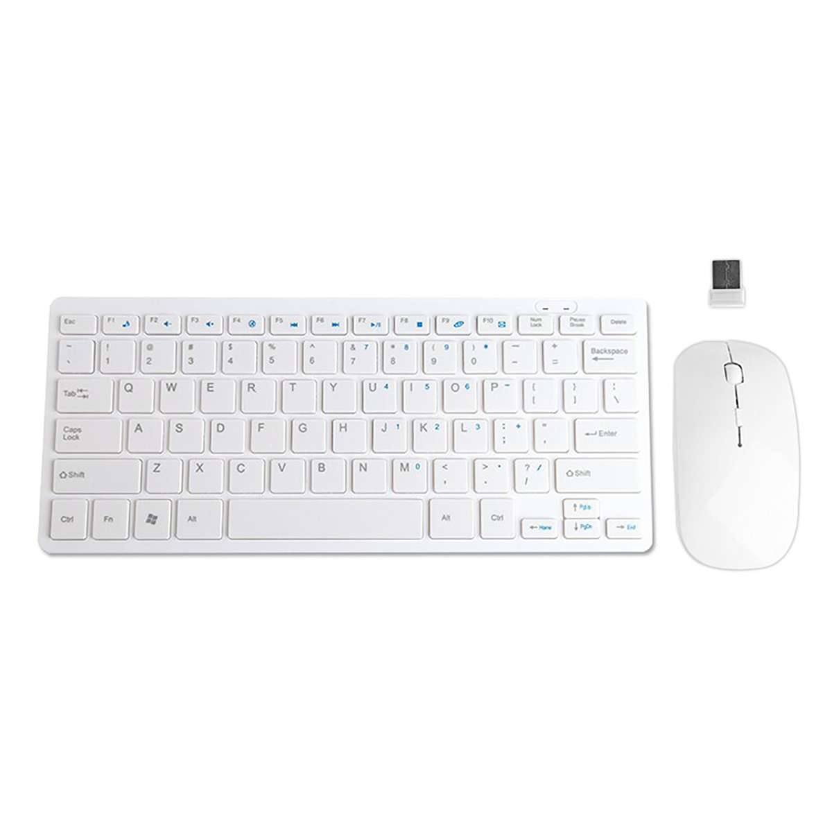 Wireless Mini Keyboard Ultra-Thin Mouse Combo Set for Desktops Laptops - White