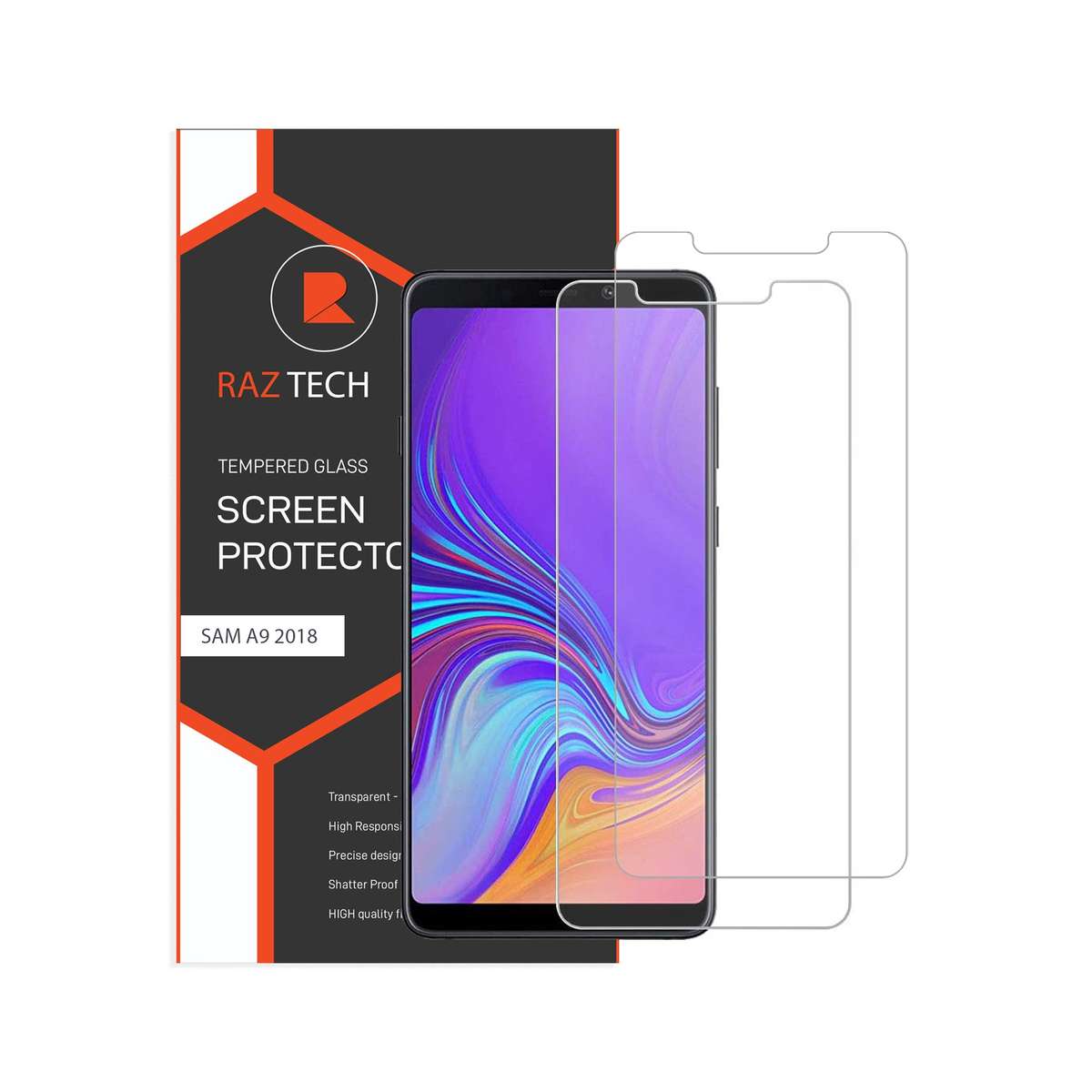 Raz Tech Tempered Glass for Samsung Galaxy A9 (2018) SM-A920F ( Pack of 2 )