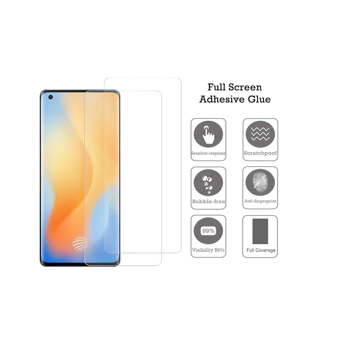 Tempered  Glass Screen Protector for Vivo X50 / X50 5G (Pack of 2)