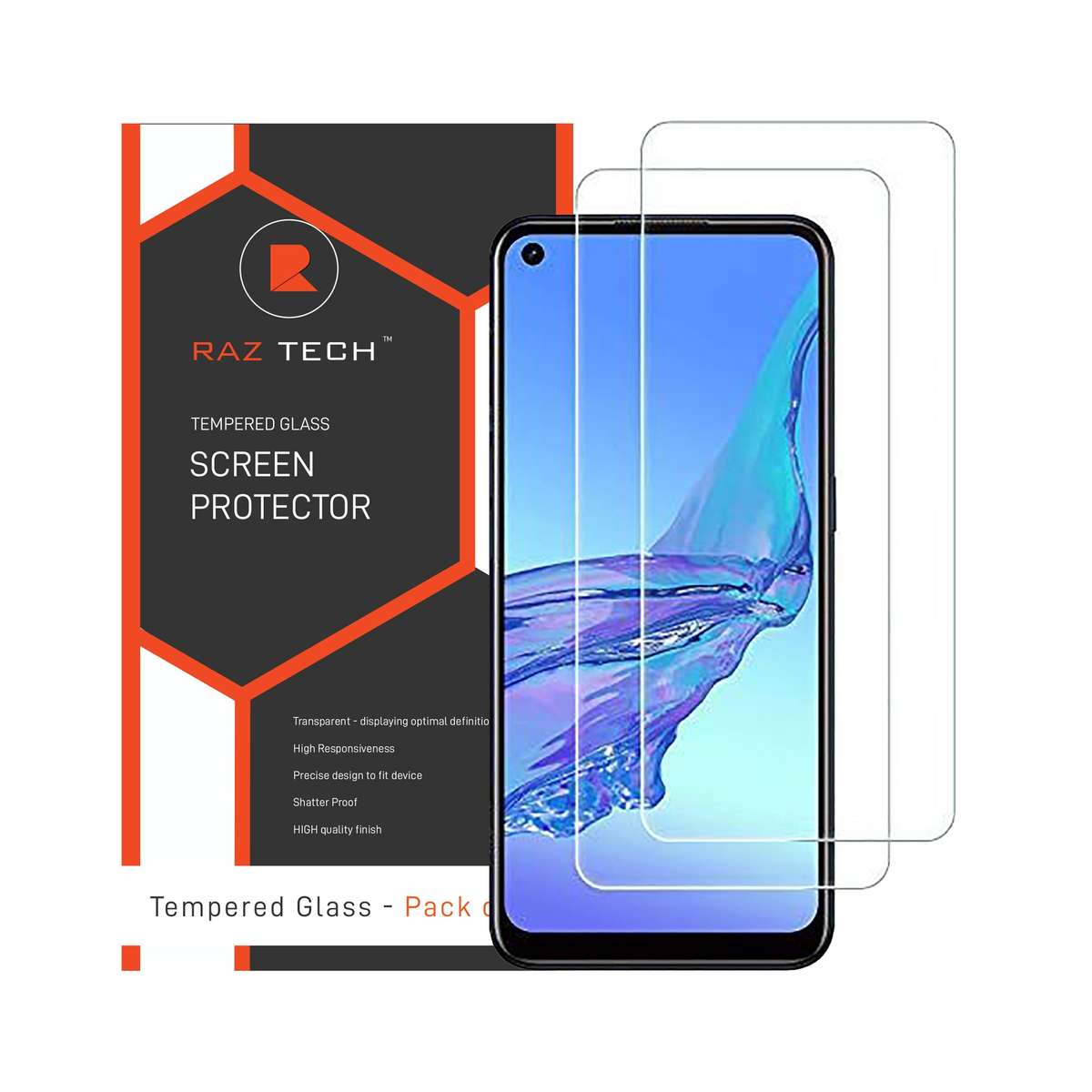 Tempered  Glass Screen Protector for Oppo A53S (Pack of 2)