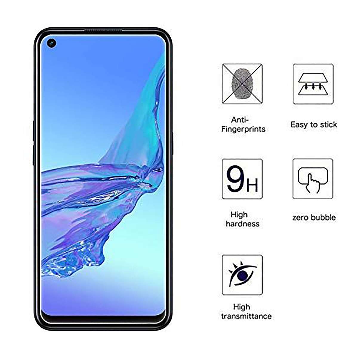 Tempered  Glass Screen Protector for Oppo A53S (Pack of 2)