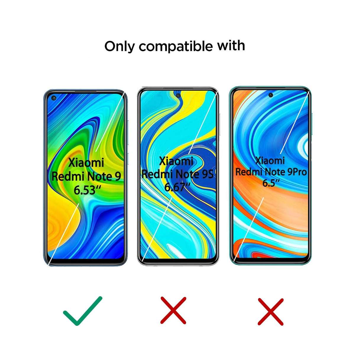 Tempered Glass  for Xiaomi Redmi Note 9 (Pack of 2)