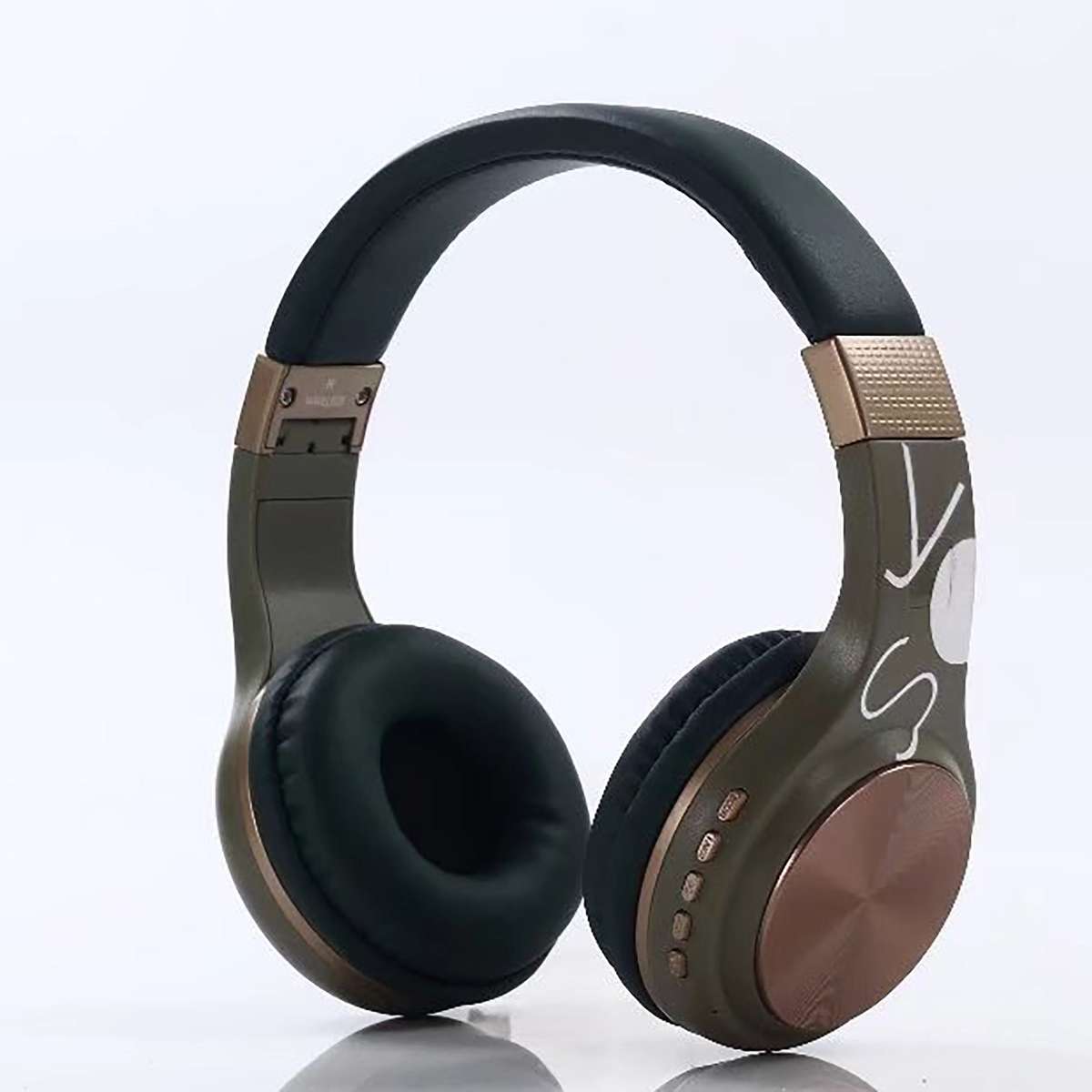 Wireless Bluetooth Folderable Headphone Headset with Microphone - Olive Gold