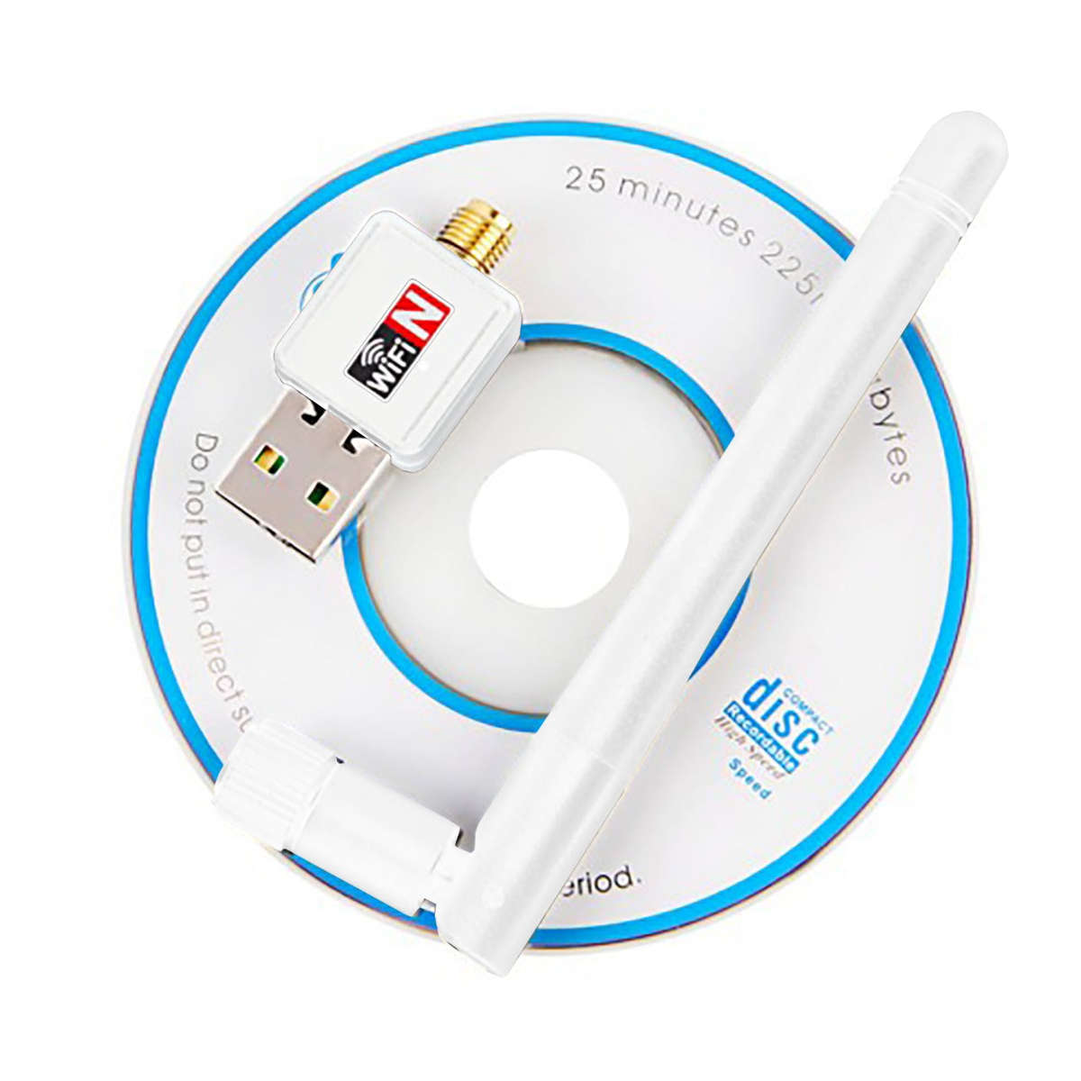 Mini Wi-Fi Adapter 150Mbps Antenna PC Laptop USB Wi-Fi Receiver - Black