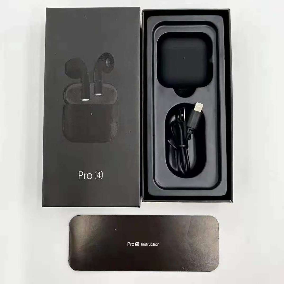 Airpods Pro 4 Bluetooth 5.0 Earphones TWS Wireless Headphones Earbuds - Black