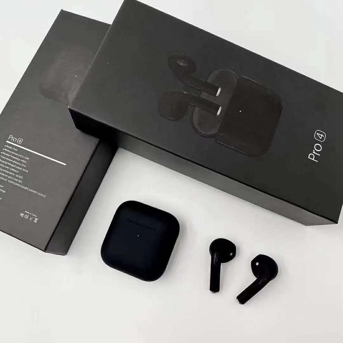 Airpods Pro 4 Bluetooth 5.0 Earphones TWS Wireless Headphones Earbuds - Black