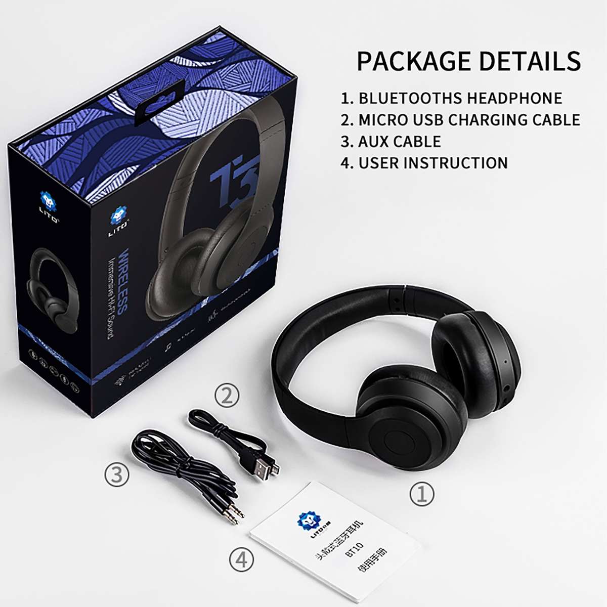 Wireless Bluetooth Stereo Headphone Cell Phone Earphones - by Raz Tech