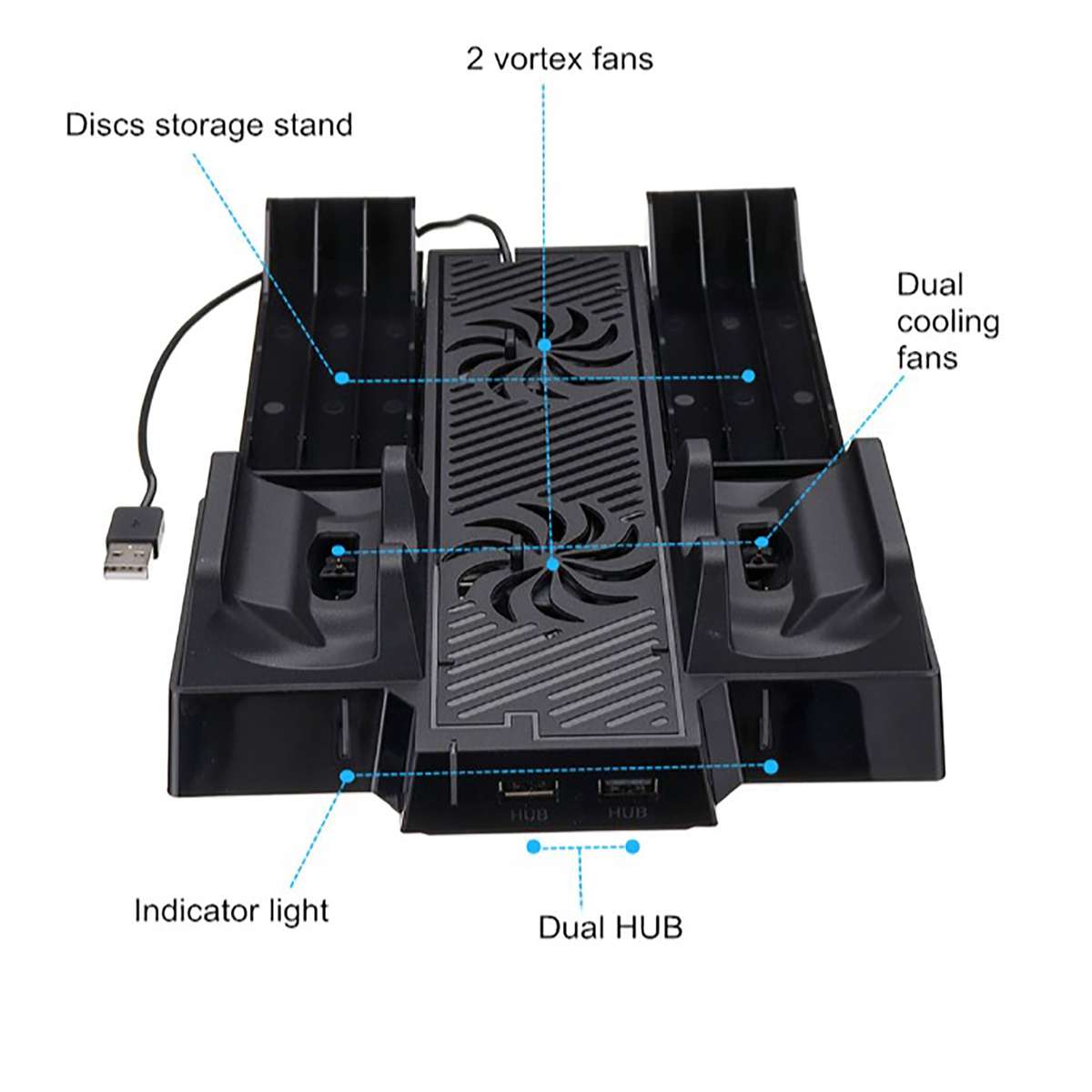 MultiFunctional Stand with Cooling Fan and Charging Dock for Xbox One X