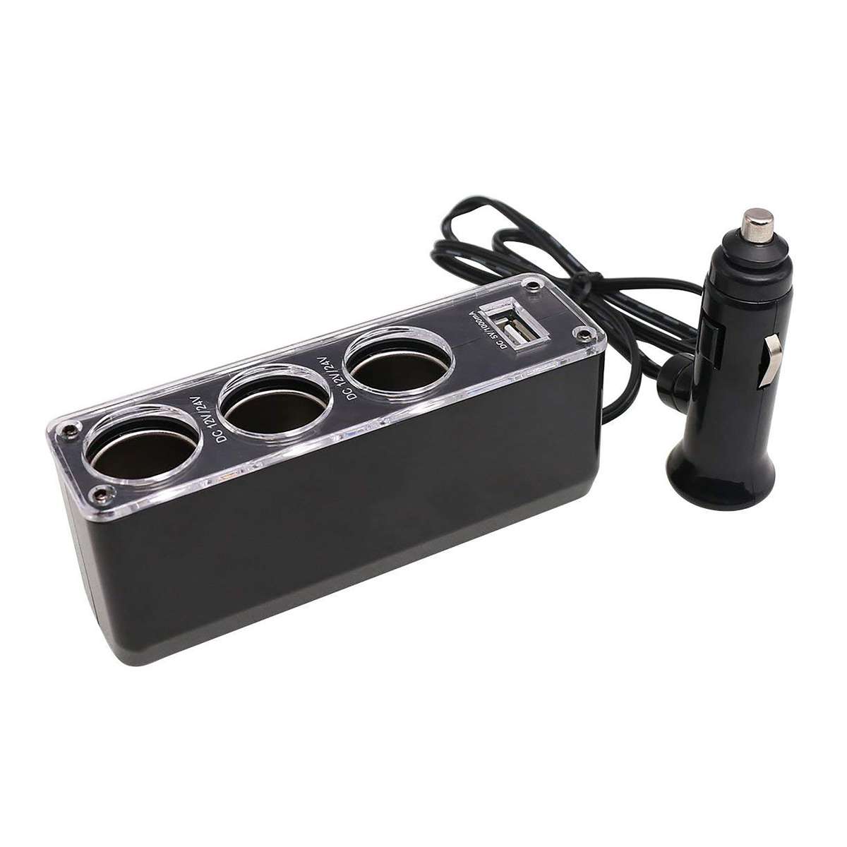 In-Car USB+Triple Socket Charger Adapter/Car Charger Extension Multiple Charging Points