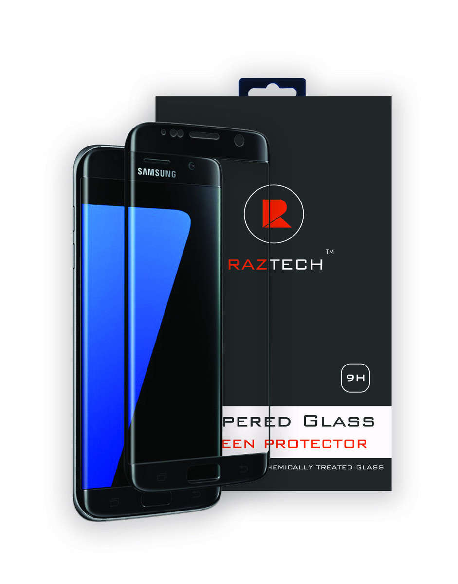 Raz Tech Ashai Curved Tempered Glass Screen Protector for Samsung Galaxy S7 Edge - Covers Front a...