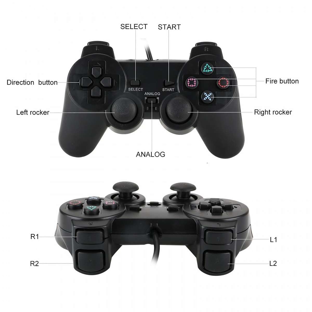 Sony PlayStation 2 PS2 Generic Wired Controller