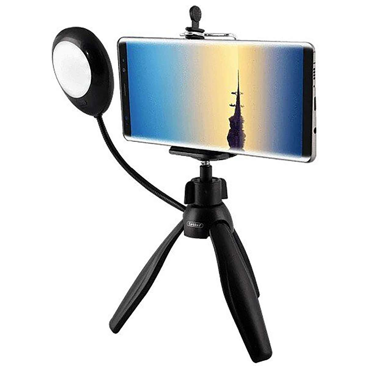 360 Degree Rotate Mini Smartphone Tripod with Selfie Light Ring Lamp