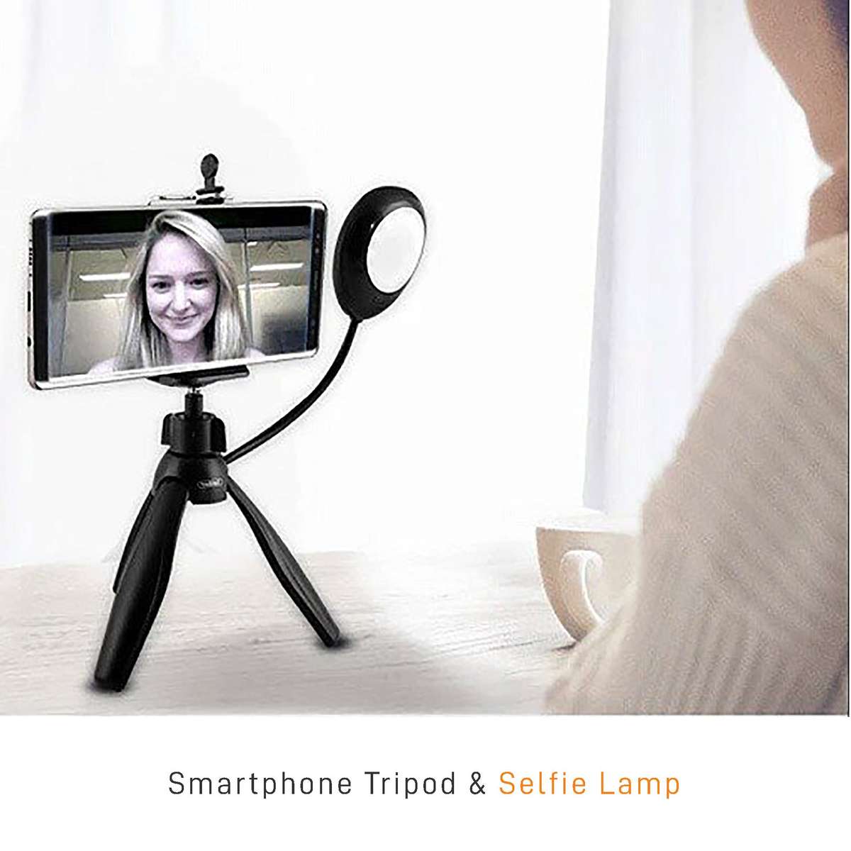 360 Degree Rotate Mini Smartphone Tripod with Selfie Light Ring Lamp