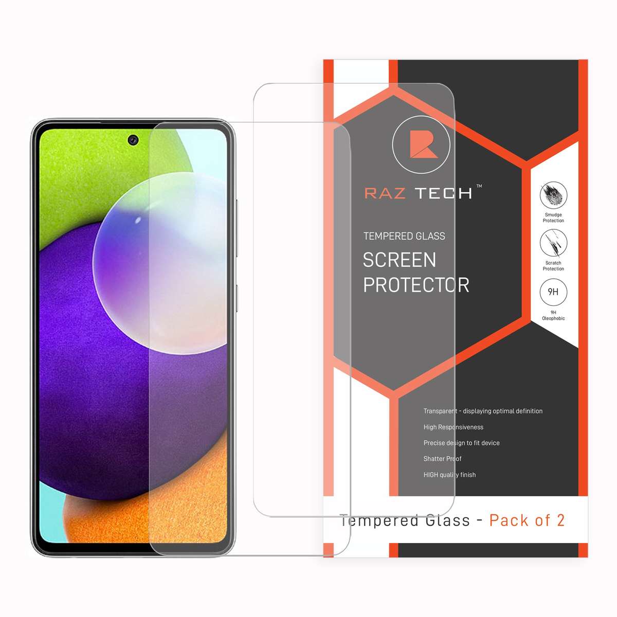 Tempered Glass Screen Protector for Samsung Galaxy A52 (Pack of 2)