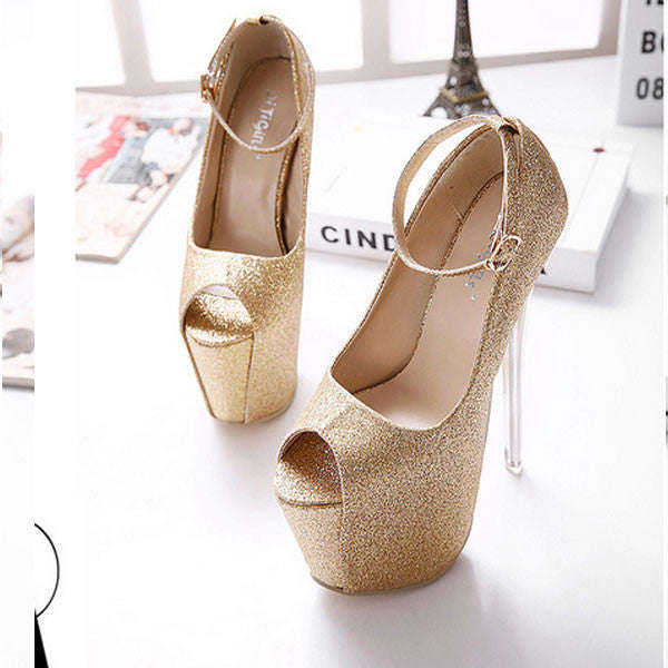 Sweet Gold and Grey Solid PU Pumps