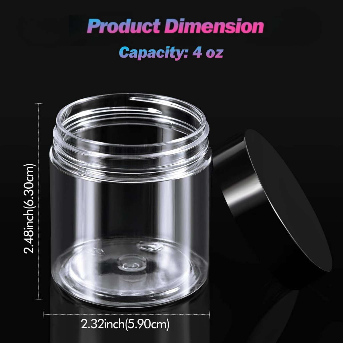 25-Pack Clear Plastic Cosmetic Jars with Lids for Travel & Storage