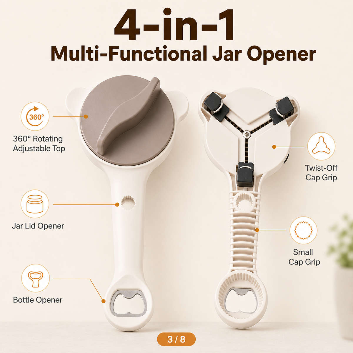 4-in-1 Stainless Steel Jar Opener for Seniors & Arthritic Hands