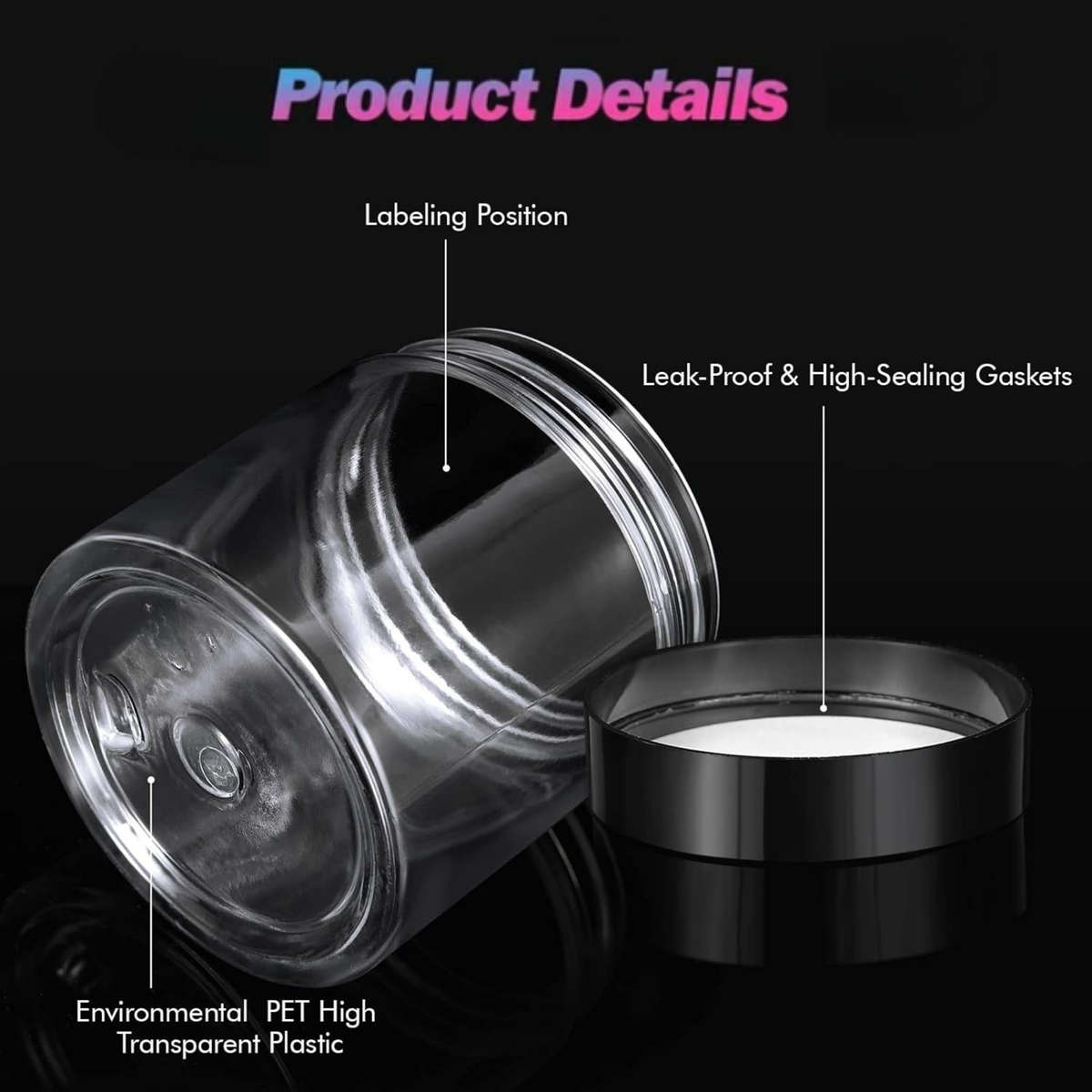 25-Pack Clear Plastic Cosmetic Jars with Lids for Travel & Storage