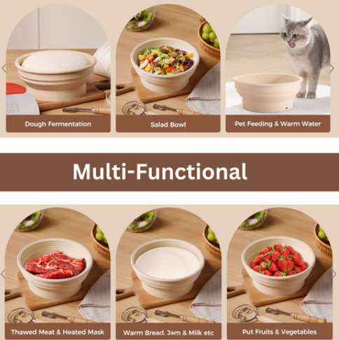 9 Pcs Electric Banneton Sourdough Bread Proofing Basket Set,Silicone Warmer