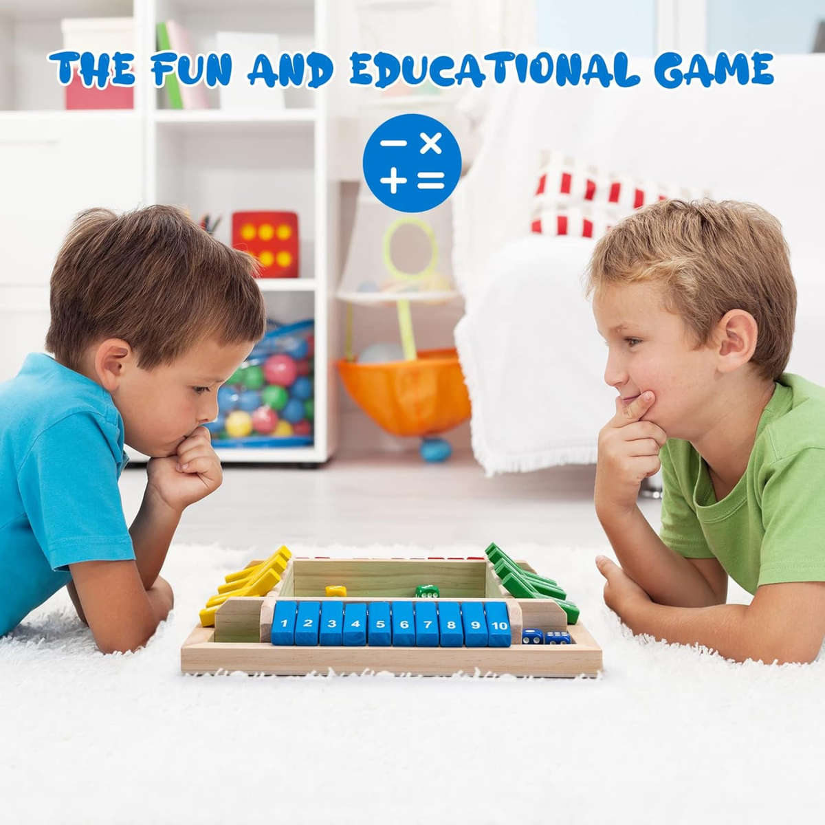 2-in-1 Family Board Game Set: Shut the Box & 120-Ball Colour Match Game