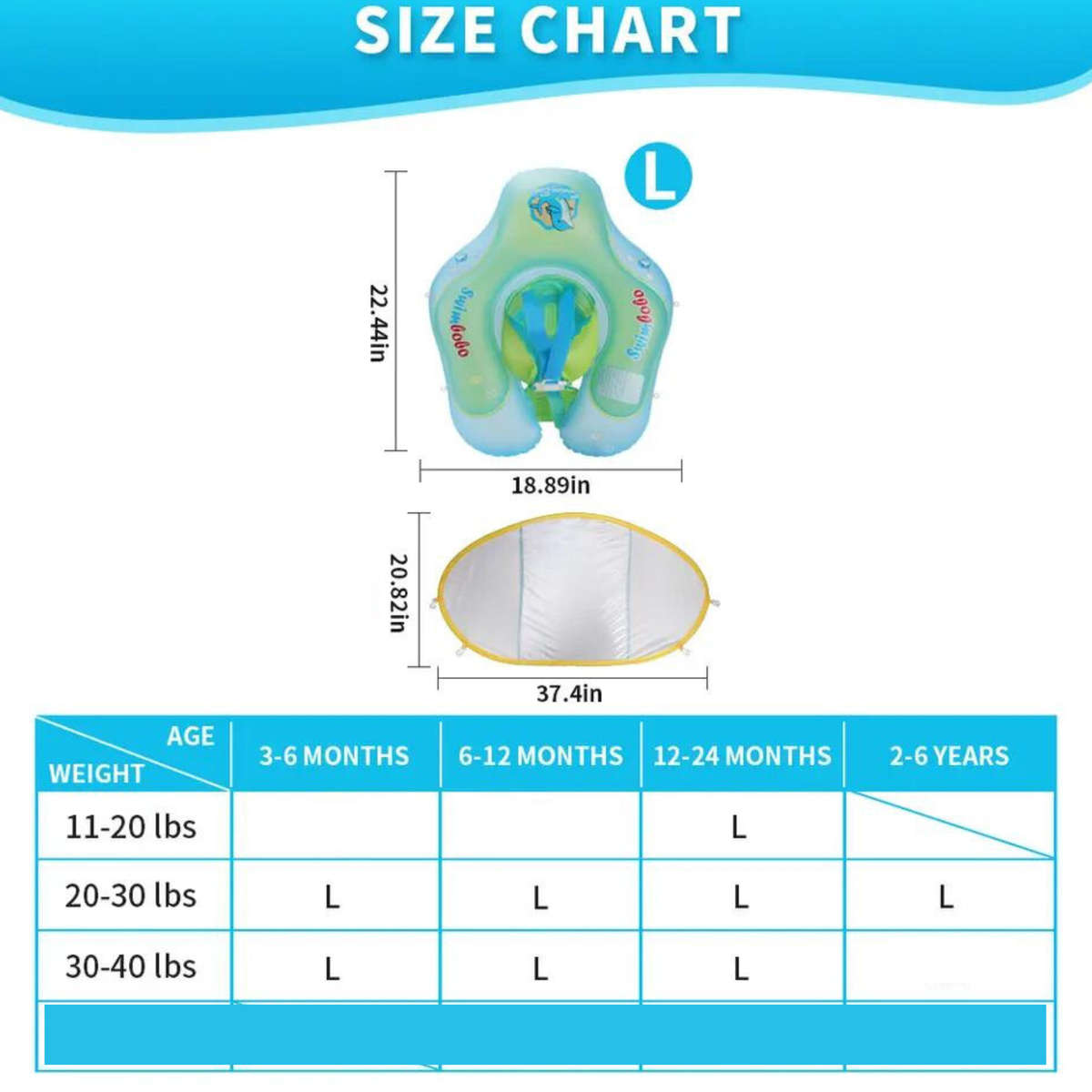 Inflatable Baby Swim Float with Sun Canopy ,Infant & Children Pool Floaties - Green