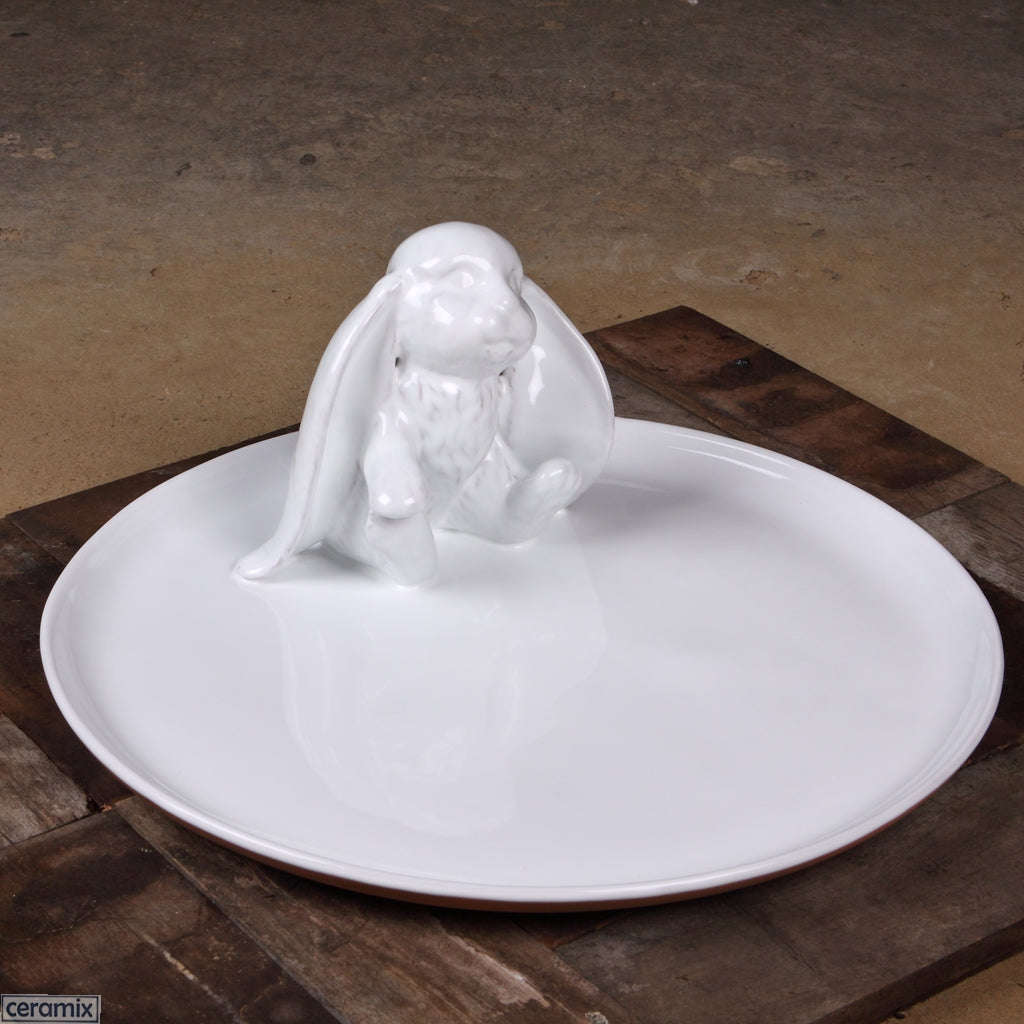 Ceramic Bunny Flat Platter - C0169 White