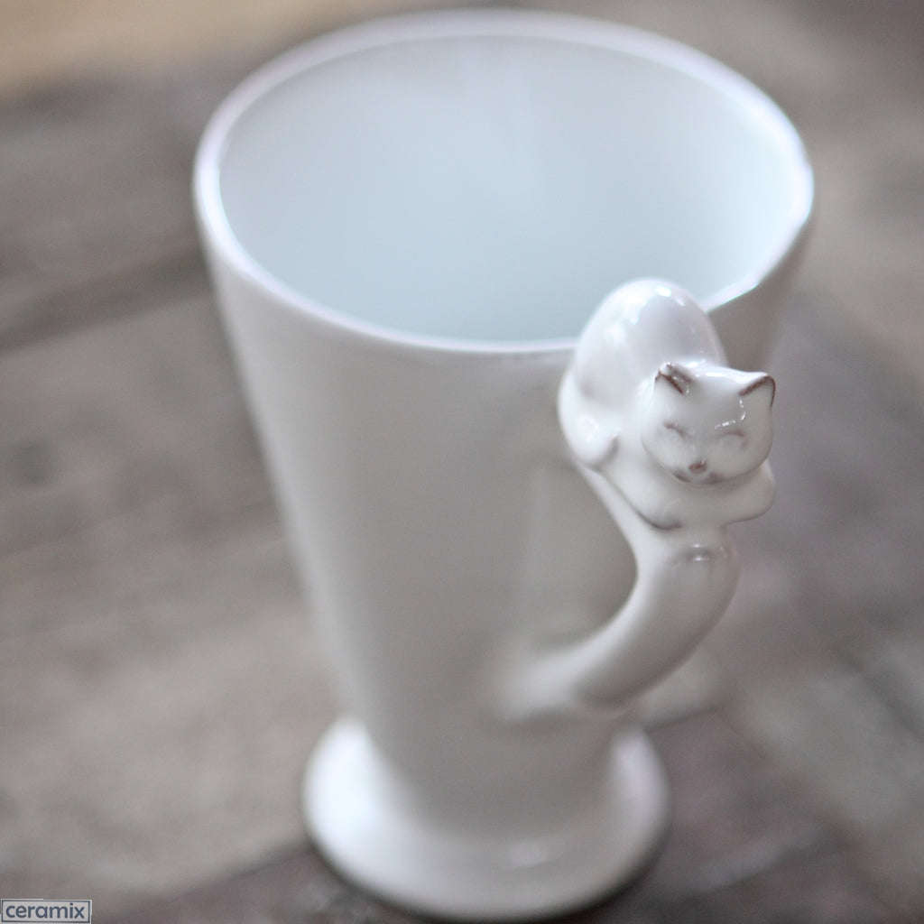 Ceramic Cat Tall Mug with Assorted Handles - C0187 Triangle Handle