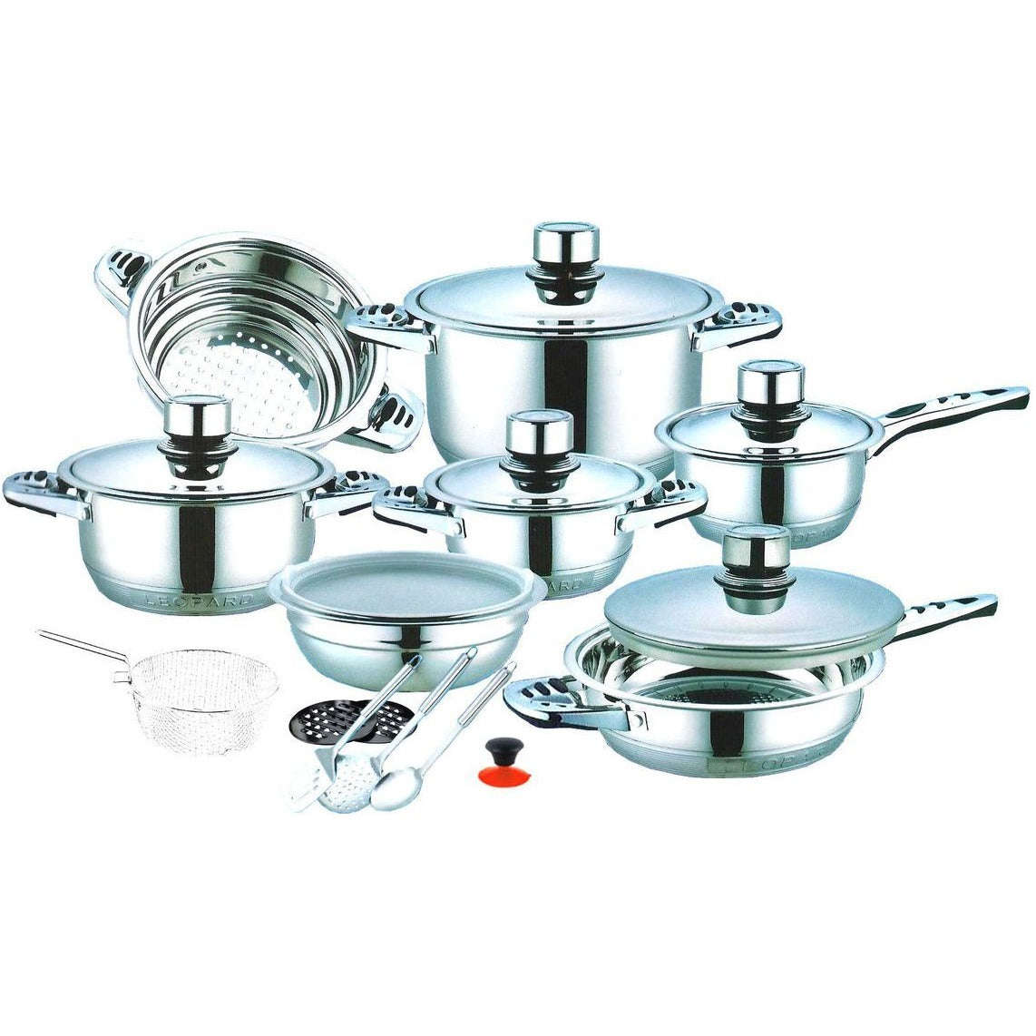 Tommy Leopard German Designed 21-Piece Cookware Set - 11 Layered bottom