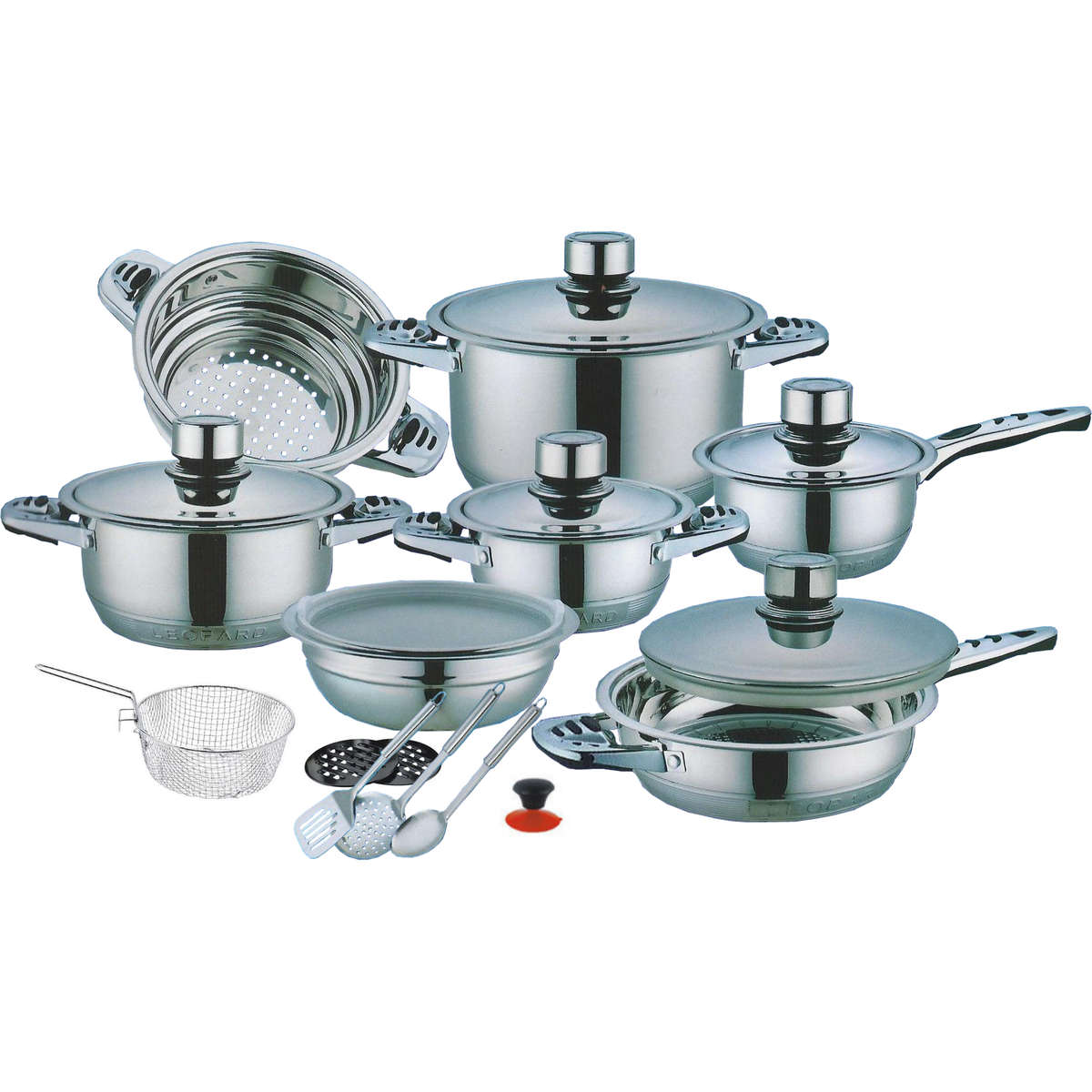 Tommy Leopard German Designed 21-Piece Cookware Set - 11 Layered bottom