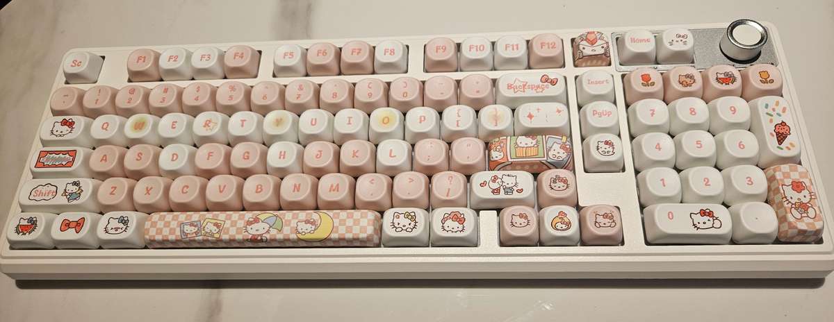 The Hello Kitty Pink Ribbon Mechanical Keyboard