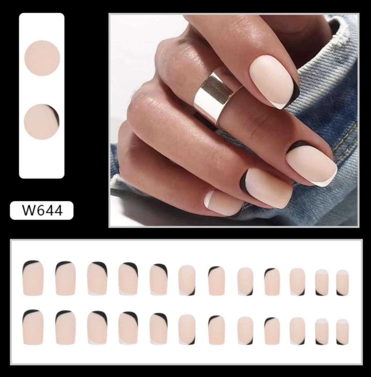 Black and White Press On Nails