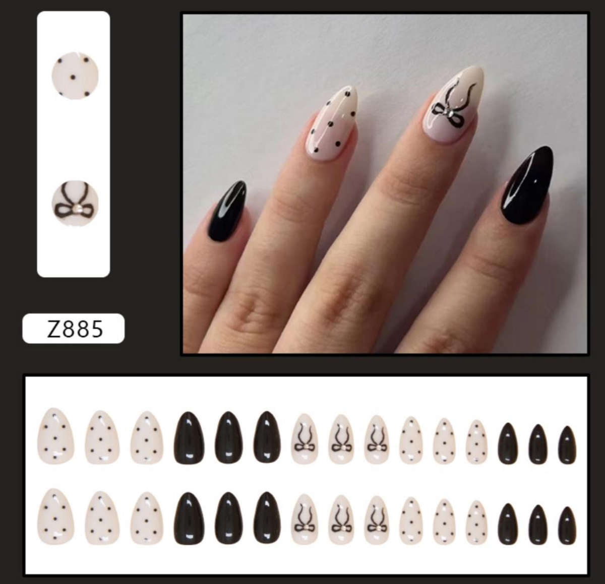 Black Bows Press On Nails