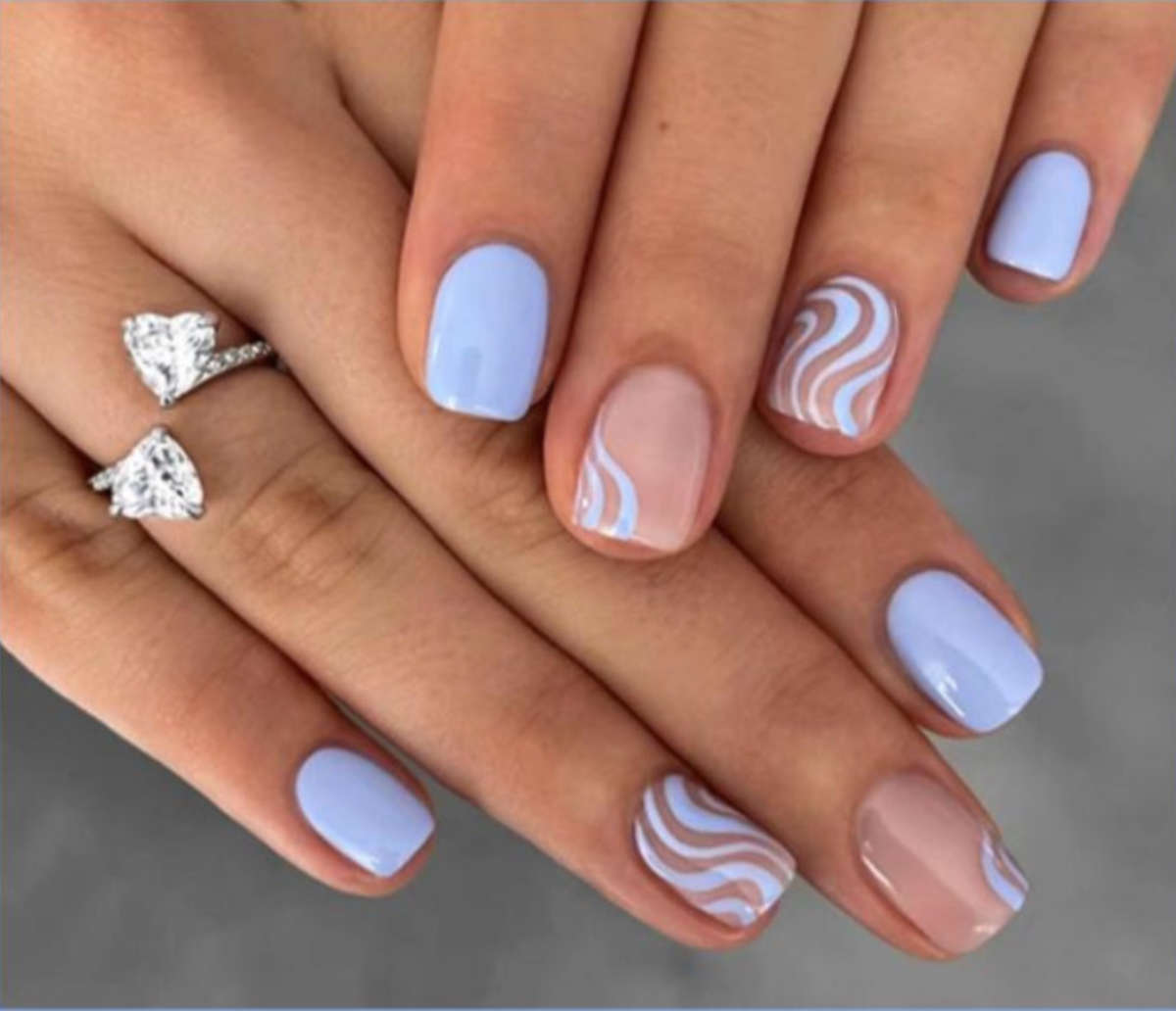 Blue Haze Square Press On Nails