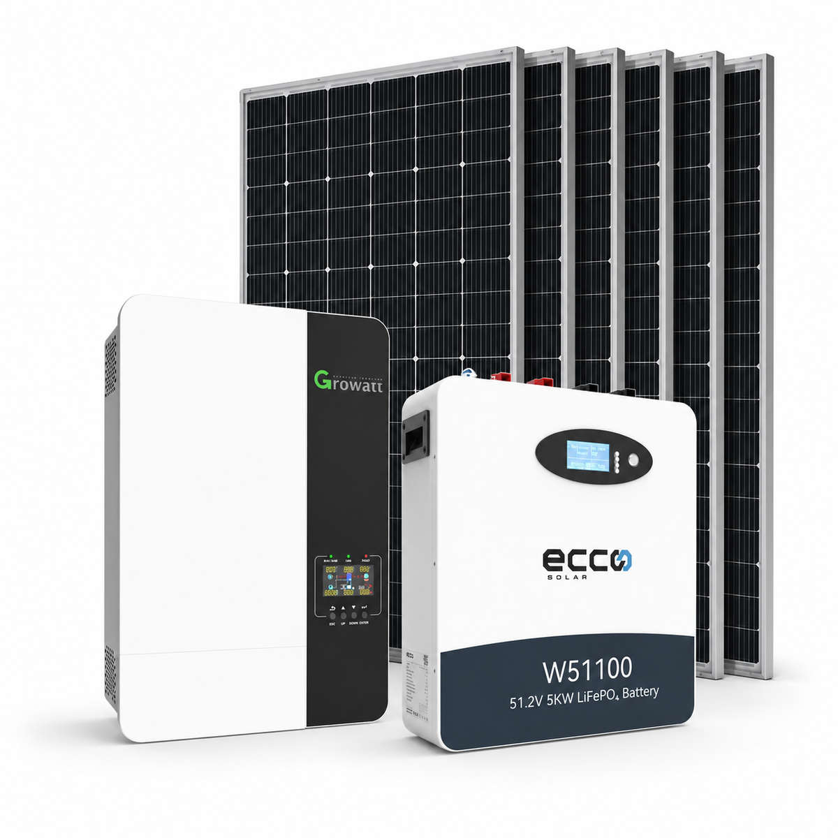 Growatt 5kW Solar System  ECCO 5.12kWh Battery  6 × 620W Panels