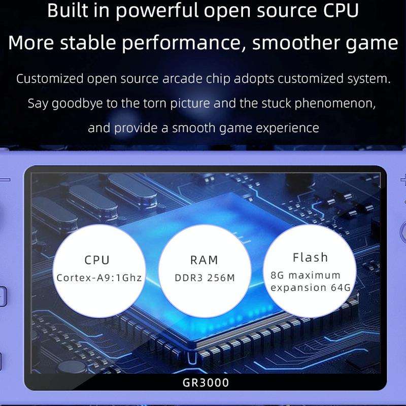 RG3000 Handheld Game Console Support Double Handle Mini Game Console(Purple)