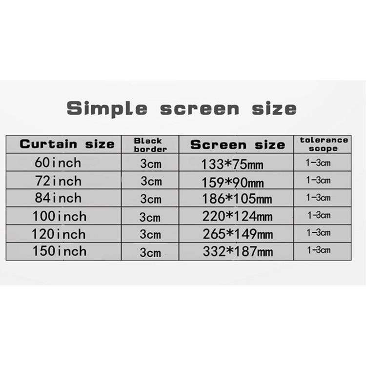 Simple Folding Thin Polyester Projector Film Curtain, Size:100 inch (16:9) Projection Area: 221x1...