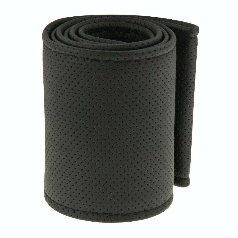 Leather Steering Wheel Cover With Needle and Thread, Size: 54x10.5cm (Black)