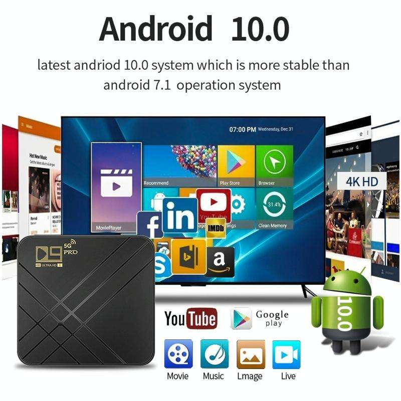 D9 PRO 2.4G/5G WIFI 4K HD Android TV Box, Memory:8GB+128GB(US Plug)