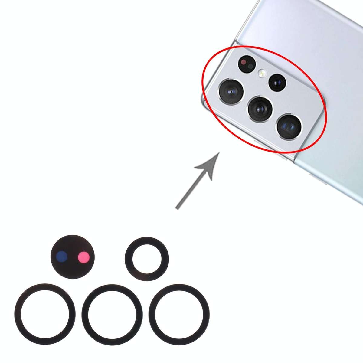 For Samsung Galaxy S21 Ultra 5G SM-G998B 10set Back Camera Lens