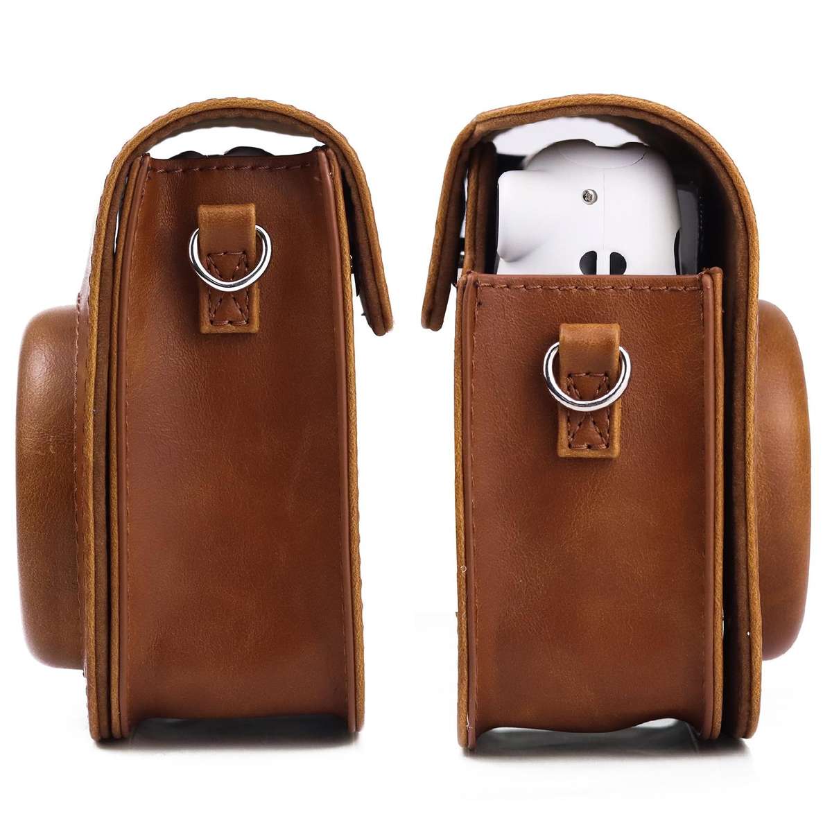 Retro Full Body Camera Leather Case Bag with Strap for FUJIFILM Instax mini 11 (Brown)