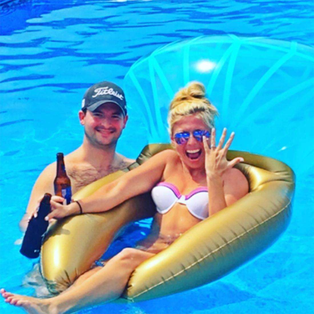 Water Fun Inflatable Diamond Ring Shaped Pool Lounge Swimming Ring Floating Raft Floats, Size: 14...
