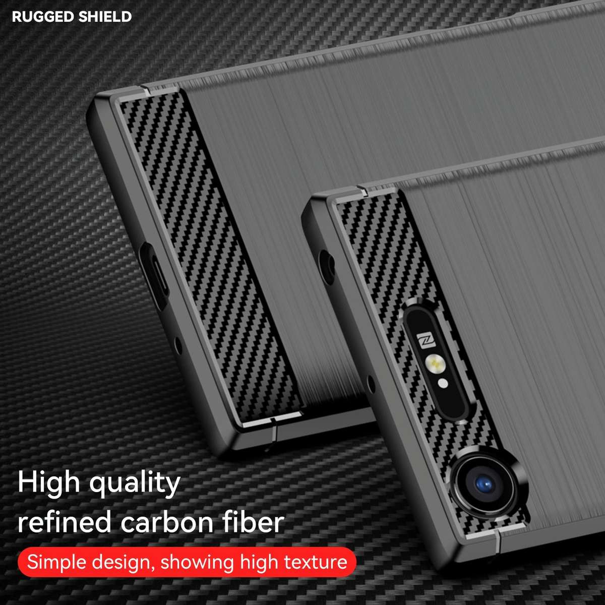 For Sony Xperia XZ1 Brushed Texture Carbon Fiber TPU Phone Case(Black)