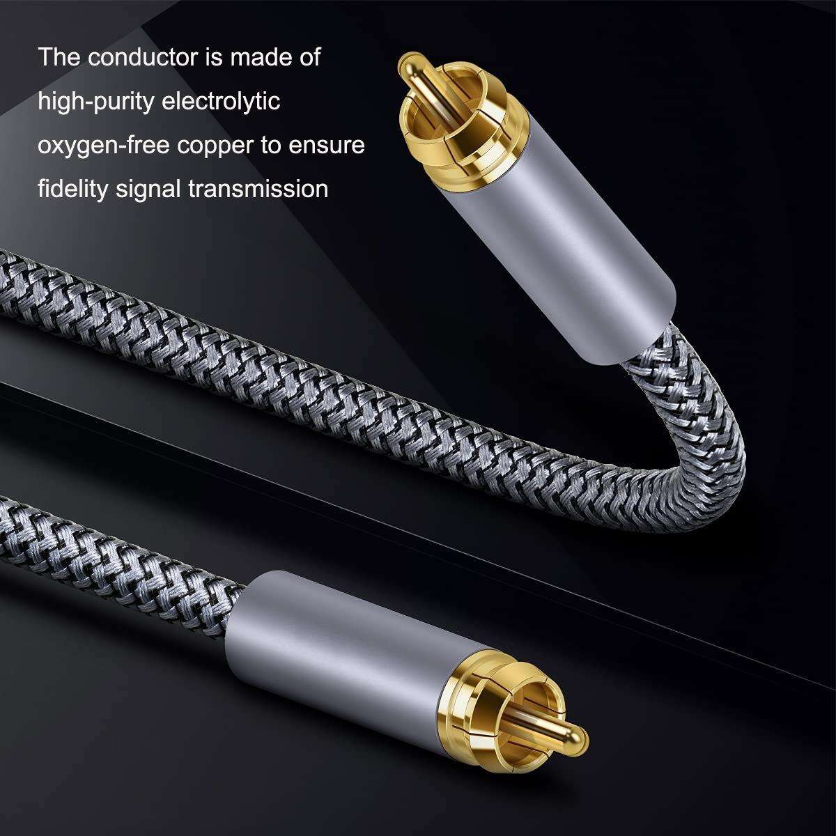 1.5m Pure Copper RCA Coaxial HIFI Digital Audio Cable SPDIF Subwoofer Speaker Cable(Silver Gray)