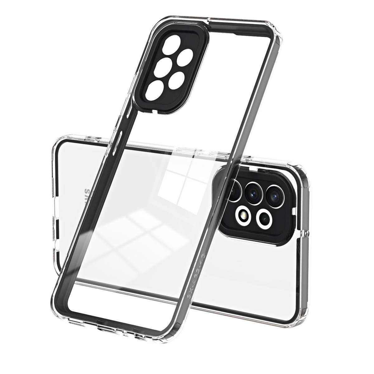 For Samsung Galaxy A33 5G 3 in 1 Clear TPU Color PC Frame Phone Case(Black)